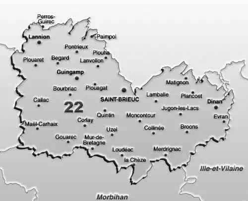 carte du département des Côtes d'Armor