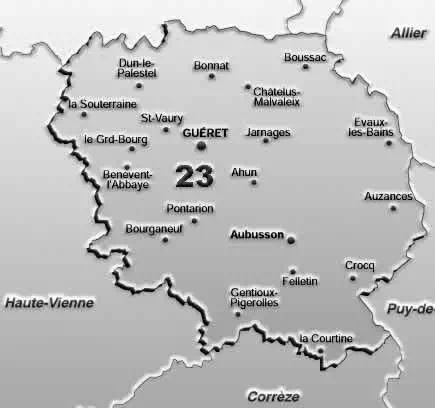Carte du département de la Creuse
