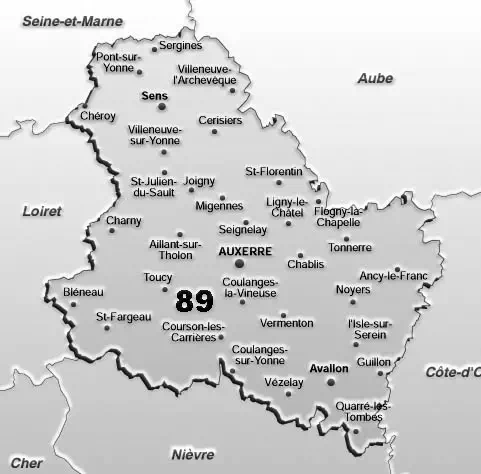 Carte du département de l'Yonne