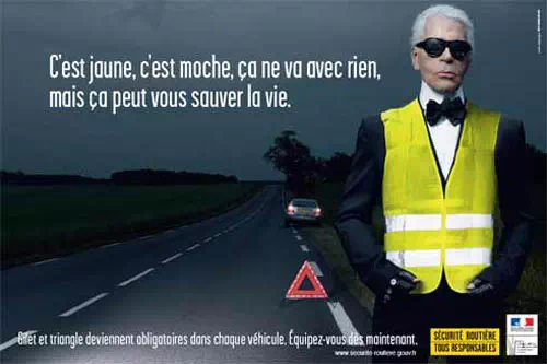 En cas de panne, mettez un gilet jaune de sécurité.